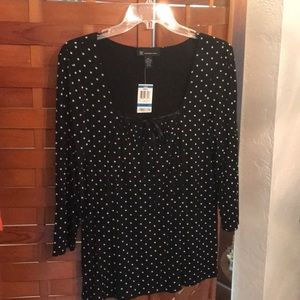 NWT Black INC Tunic with white polka dots